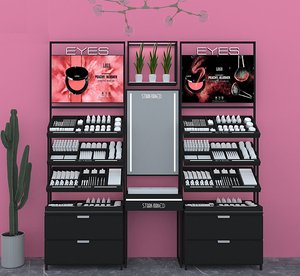 मेकअप डिस्प्ले कैबिनेट लोहे की लकड़ी बेकिंग पेंट प्रदर्शन शेल्फ सौंदर्य प्रसाधन अनुभव काउंटर अनुकूलित प्रदर्शन स्टैंड शॉप फिटिंग - Product Image 1