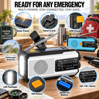 Model baru portabel Mini Radio Crank tangan 2000mAh Power Bank darurat SOS Senter surya FM/AM Speaker bertahan Kit jam