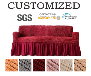 פוליאסטר ruffle פוליאסטר rufle ספנדקס כרית כיסוי אוניברסלי נשלף 2 מושבים ספה לשמיכה עם חצאית - Product Image 1