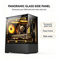 Boîtier PC Mini Tour Design Vue sur la Mer avec Panneau Latéral en Verre Trempé, Châssis d'Ordinateur de Jeu à Flux d'Air Élevé pour Configuration RGB