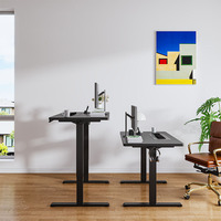 Bureau debout électrique moderne à hauteur réglable, moteur simple, deux niveaux, structure métallique, plateau en bois modulaire extensible, 120 kg