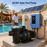 Bomba de Circulación Híbrida Solar para Piscina de 1.6HP, 27m³/h, Entrada y Salida de 3 Pulgadas, con Inversor