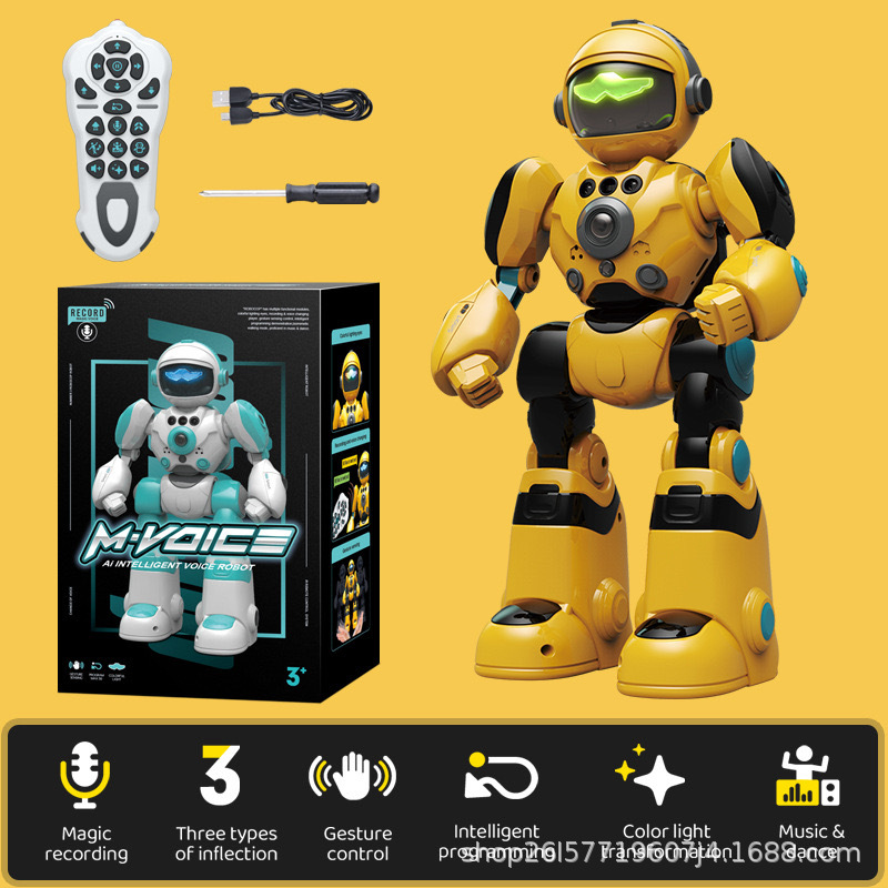 Robot guerrero avispa amarilla, programación+grabación+gest
