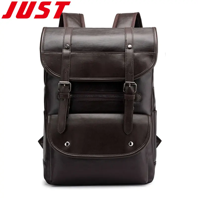 JUST Waterproof Leather Backpack Custom Logo Travel Other Backpacks Bags for Men Smart Business Laptop Backpacks