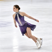 Robe de patinage artistique à manches longues, dégradé violet, en tissu maillé avec strass, pour enfants et adultes, pour compétition et performance sur glace