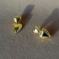 Bijoux classiques Milskye, boucles d'oreilles double cœur en laiton plaqué or 18 carats pour femmes