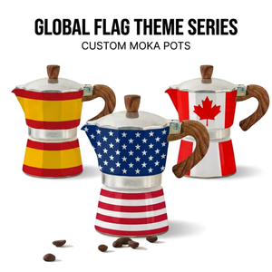 Cafetière Moka Kingze OEM/ODM personnalisée avec logo imprimé, 3/6 tasses, en aluminium, pour expresso sur cuisinière, avec motifs - Product Image 1