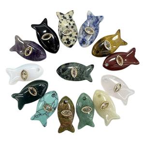 Colgante de ojo de pez de piedra semipreciosa de ágata de cristal Natural, collar de mariposa DIY, collar con colgante verde de cristal rosa de ojo de tigre - Product Image 3