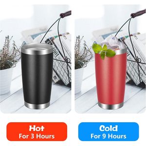 Gobelet isotherme en acier inoxydable de 20 oz avec couvercle, à double paroi, pour les voyages, en noir avec revêtement en poudre - Product Image 5