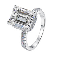 Bague en moissanite taille radiant couleur D, en argent sterling 925 véritable, bague S925 étincelante pour femme, cadeau de bijoux