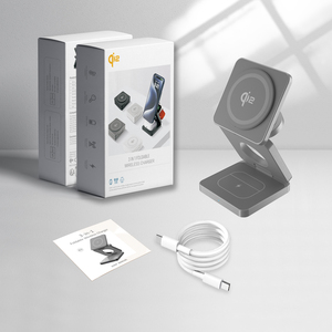 Qi2 Chứng Nhận 15W Hợp Kim Nhôm Di Động Nhanh Chóng Sạc 3-Trong-1 Từ Tính Cho Điện Thoại Di Động Thông Minh Đồng Hồ Tai Nghe 7W Công Suất Đầu Ra - Product Image 6