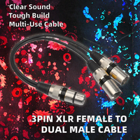 Kabel ekstensi Splitter Y Plug pria, Jack Female 3-Pin ke Dual Male Plug untuk Amplifier Speaker Headphone Mixer resolusi 1080p