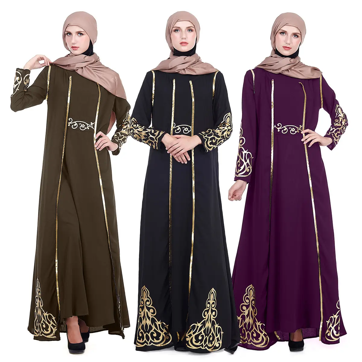 Nieuwe Moslim Jurk Abaya Voor Vrouwen Baju Moslim Wanita Marokkaanse Gewaad Orientale Musulman Abaya Robe Dubai