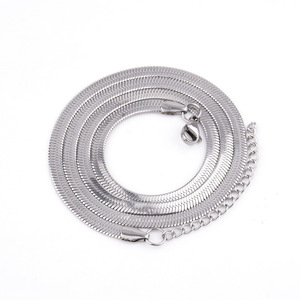 Gold Steel Colorful Stainless Steel Herringbone <b>Chain</b> Necklace Flat Smooth Snake <b>Chain</b> With <b>Extender</b> Lobster Clasp Wholesale - Product Image 2