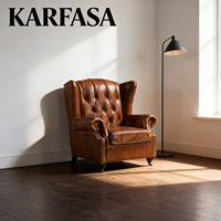 Canapé Chesterfield antique à une place, rembourré en cuir véritable, cuir de vache naturel, design européen/américain/canadien, meubles de salon