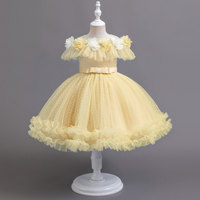 Robe de bal de princesse de luxe pour filles de 1 à 12 ans - Robe élégante sans manches en tulle bouffant pour mariage, fête d'anniversaire avec fleurs 3D