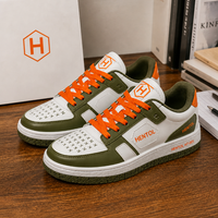 1 Paire de Chaussures de Skateboard pour Hommes à Logo Personnalisé, Coupe Basse, en Cuir Véritable et Maille Respirante, Baskets Décontractées Printemps