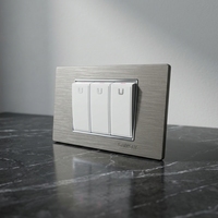 Interrupteur mural modulaire gris brossé SANSHE SASO, prise de courant universelle avec charge USB Type-C pour la décoration de maisons de luxe au Moyen-Orient