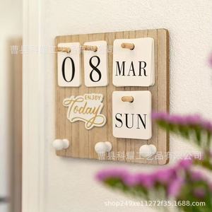 ปฏิทินติดผนังแบบพลิกได้ ยี่ห้อ Keyao ทำจากไม้ รูปทรงสี่เหลี่ยมผืนผ้า ใช้แม่เหล็ก ติดซ้ำได้ เหมาะสำหรับตกแต่งบ้านและห้องครัว - Product Image 2