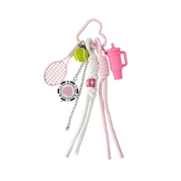 Porte-clés sportif mini tennis golf en corde tressée, breloque de sac, pendentif cœur, mousqueton pour sac à dos, sac à main, accessoire de mode