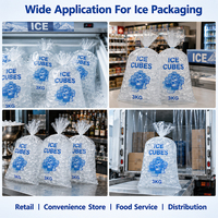 Sacs à glaçons jetables transparents RAYBO 3kg 5kg 10kg en plastique LDPE de qualité alimentaire avec poignée pour machine à glaçons