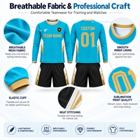 Tenue de football personnalisée haut de gamme : Maillot à manches longues et short, kit de football professionnel, sublimation, vêtements d'équipe, nom et numéro d'équipe, vente en gros OEM