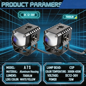 Feux antibrouillard LED pour moto 12-36V 70W, ambre et blanc, feux de conduite auxiliaires avec yeux de démon, clignotants, phare étanche - Product Image 6