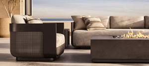 Conjunto de Sofás Contemporáneos para Exteriores con Mesa para Fogatas, Ratán PE Resistente a los Rayos UV, Cojines Impermeables, Muebles de Jardín - Product Image 2