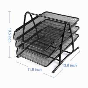 Hot Sale 3 Tier Mesh <b>File</b> Desk Organizer with 3 Sliding <b>Trays</b> for Letters, Documents, Mail, Paper Organizer - Product Image 4