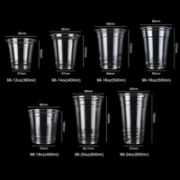 Gobelet en plastique transparent jetable avec couvercle, 8oz, 10oz, 12oz, 16oz, 18oz, 20oz, 24oz, avec impression personnalisée du logo, film d'étanchéité PP/PET, pour desserts, bubble tea, café