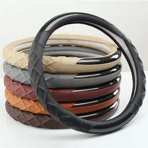 Funda de <span class=keywords><strong>Volante</strong></span> de <span class=keywords><strong>Coche</strong></span> de Cuero y Fibra de Carbono de Alta Calidad, Popular, 3D, PVC, Universal, Accesorio Interior, Estilo Deportivo - Product Image 1