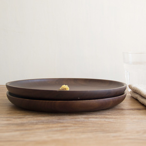 Japanese Style Black Walnut Wood <b>Tray</b> Round Solid Wood Serving <b>Tray</b> For Home Coffee <b>Tea</b> Snack Plate Customizable Pattern - Product Image 2