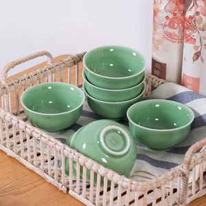 Tazón de Arroz de Cerámica Lisa Celadón Premium de 4.5 Pulgadas, Porcelana Tradicional Cocida, Vajilla Azul Verde para Mesa de Comedor y Cocina - Product Image 6