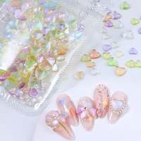 Nail Charm Candy Color Heart Shape Rhinestone Nails Art Decor 3D Aurora Heart Manucure Accessoires