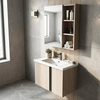 Ensemble de meuble-lavabo moderne en céramique de 24 pouces avec meuble mural, ensemble complet de lavabo et armoire pour appartement