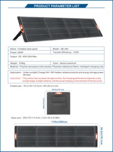 Panneau <span class=keywords><strong>solaire</strong></span> portable pliable 400W 40V toutes saisons avec sortie ANDERSON XT60 pour le marché du Royaume-Uni, d'Australie, du Canada, d'Allemagne, des États-Unis et d'Europe - Product Image 2