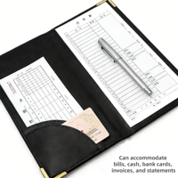 Carpeta de Cuero PU de Lujo para Tarjetas de Crédito, Porta Facturas, Tarjetero, Ranura para Facturas, Banda Elástica, Porta Menús para Restaurantes y Bares