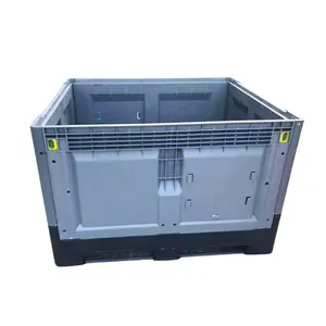 Large Plastic Pallet Container 760 Stackable Solid Box Pallet Box Plastic With Lid And Wheels