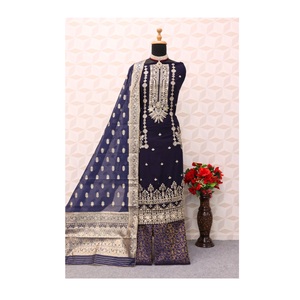 Nouvelle collection de costumes Salwar pakistanais en georgette semi-cousue avec broderie et paillettes disponibles à un prix de gros abordable - Product Image 1