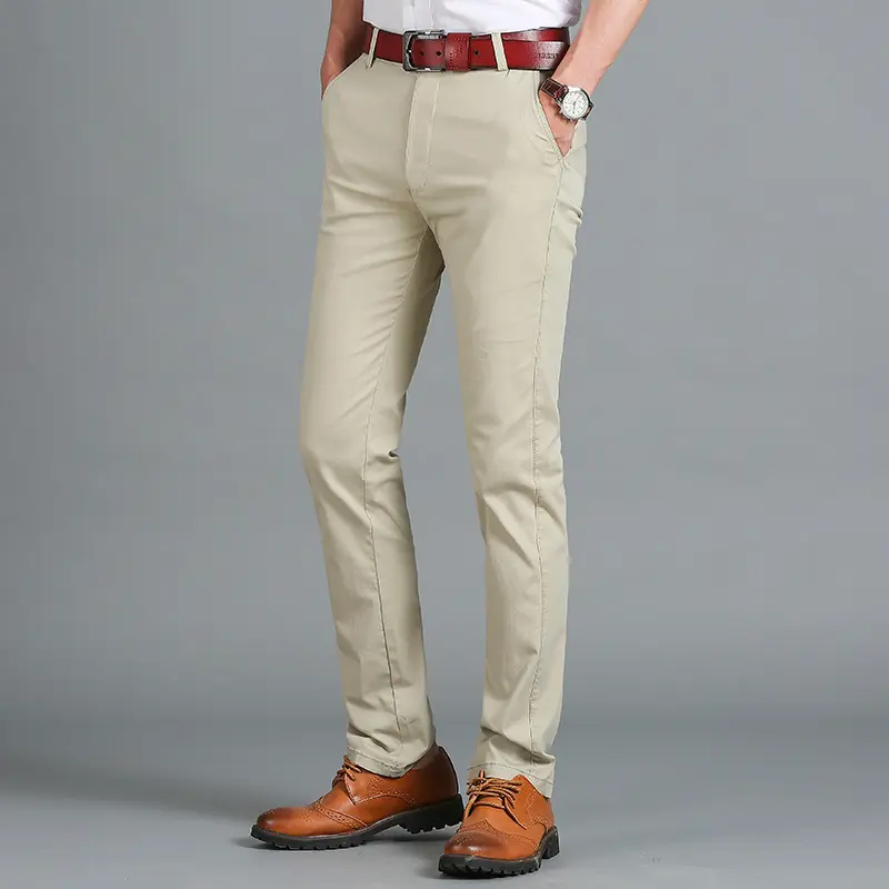 Wholesale formal khaki business pants high quality suit trousers for men