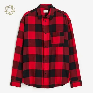 quilted flannel shirts 3 tone colors shirts for men winter men's clothing Organic Cotton thermal camisas Custom mens blouse