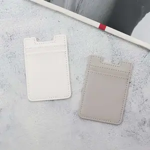 Dompet saku kartu kredit ponsel RFID putih multifungsi, dompet kulit PU perekat tempat kartu untuk bagian belakang iPhone dan Android