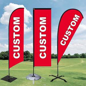 Drapeau publicitaire personnalisé pour événements extérieurs, imprimé par sublimation, logo, imperméable, plume de drapeau télescopique en polyester pour la plage - Product Image 4