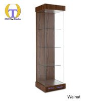 Vitrines de présentation de vente au détail, en verre trempé doré, avec éclairage LED, sur pied, hautes, pour l'exposition d'objets anciens et de collection