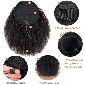 Extension per capelli ricci <span class=keywords><strong>afro</strong></span> in fibra sintetica tinta unita da 10 pollici, 100g, con coulisse, per donne nere, <span class=keywords><strong>afro</strong></span> puff, prodotto a Henan - Product Image 3