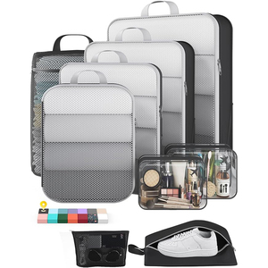 Set di 9 cubi di compressione per l'organizzazione dei bagagli da viaggio, espandibili, con borsa per scarpe - Product Image 1