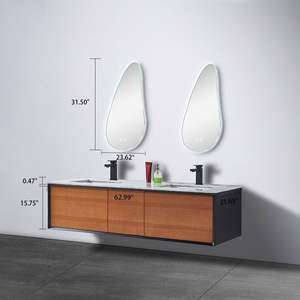 Mueble de Baño Impermeable con Espejo LED Montado en la Pared, Mueble de Baño con Doble Lavabo para Proyectos, Precio al por Mayor - Product Image 3