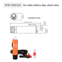 Pompe submersible miniature SEAFLO 12V, pompe à eau micro portable, pompe de transfert de carburant diesel avec pinces de batterie