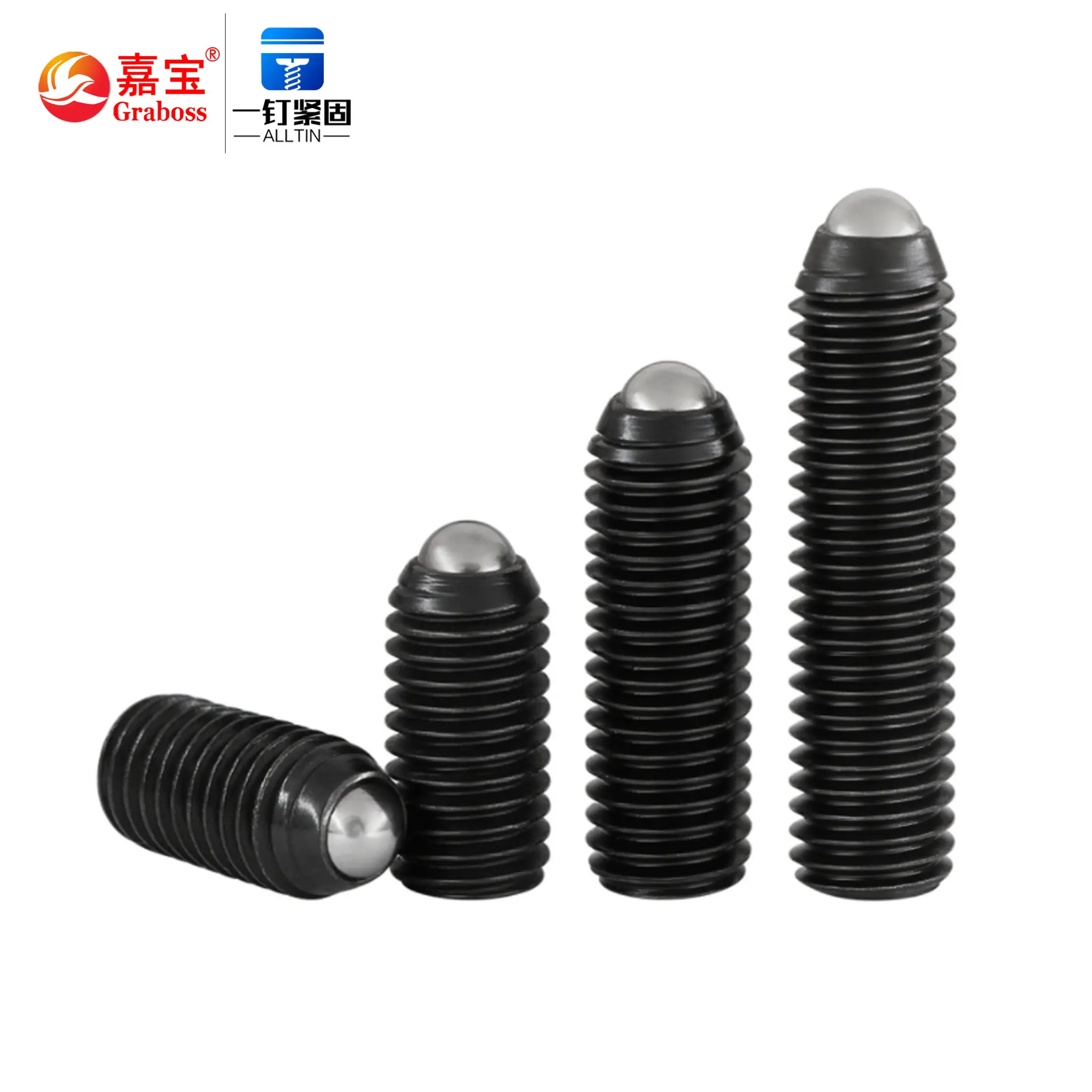 Stainless And Black Hexagon Round Ball Spring Plungers Slotted Head Steel Ball Plunger Inner Hexagon Fastener Factory Low MOQ