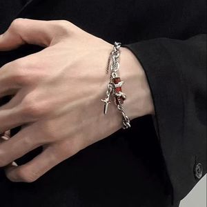 Braccialetto da uomo stile Hip-Hop Punk scuro avvolto in ossidiana croce unico stile alla moda Starlight Charm <span class=keywords><strong>gioielli</strong></span> di moda <span class=keywords><strong>per</strong></span> coppie - Product Image 3